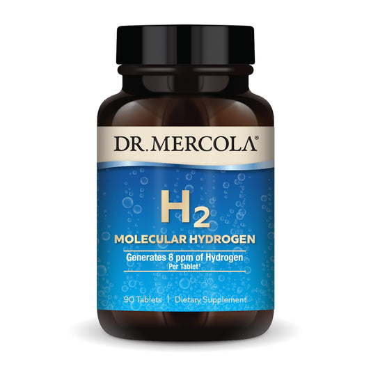 Dr. Mercola H2 Molecular Hydrogen, 90 Servings (90 Tablets), Dietary Supplement, Supports Brain Health and Cognitive Function, Non GMO