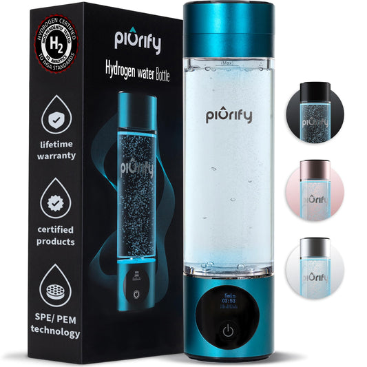 Hydrogen Water Bottle Generator - Up to 4100+ PPB Concentration - SPE/PEM Technology - Certified H2 Generator - Portable Athletic Performance & Hydration System - 6-Hour Hydrogen Retention